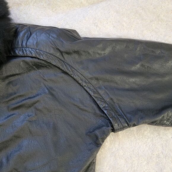 VTG Learsi 2 Piece Leather Bomber Jacket Removable Opossum Fur Liner Vest Size L - Picture 4 of 16